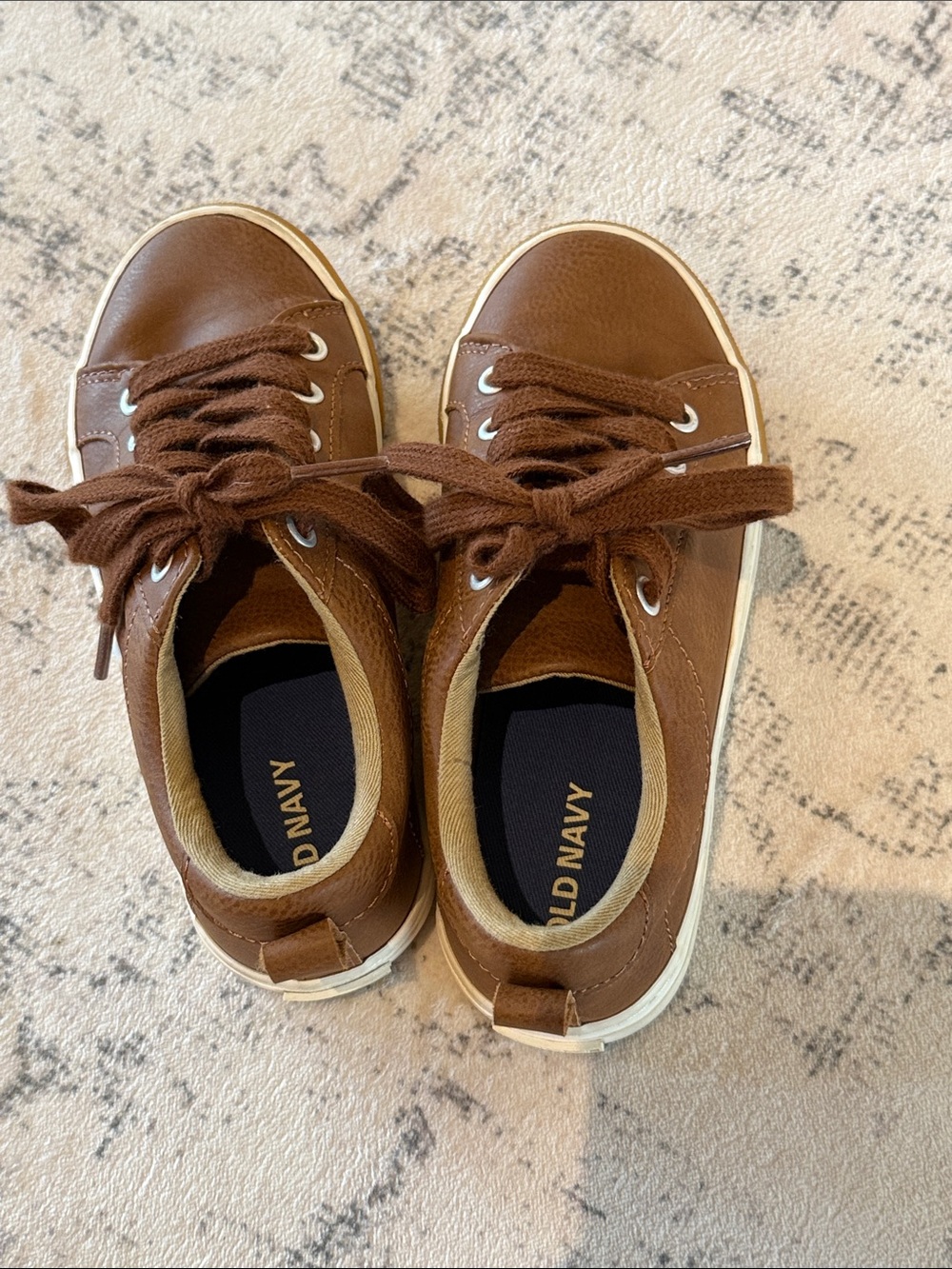 Old Navy Brown Kids Lace-Up Sneakers with White Trim